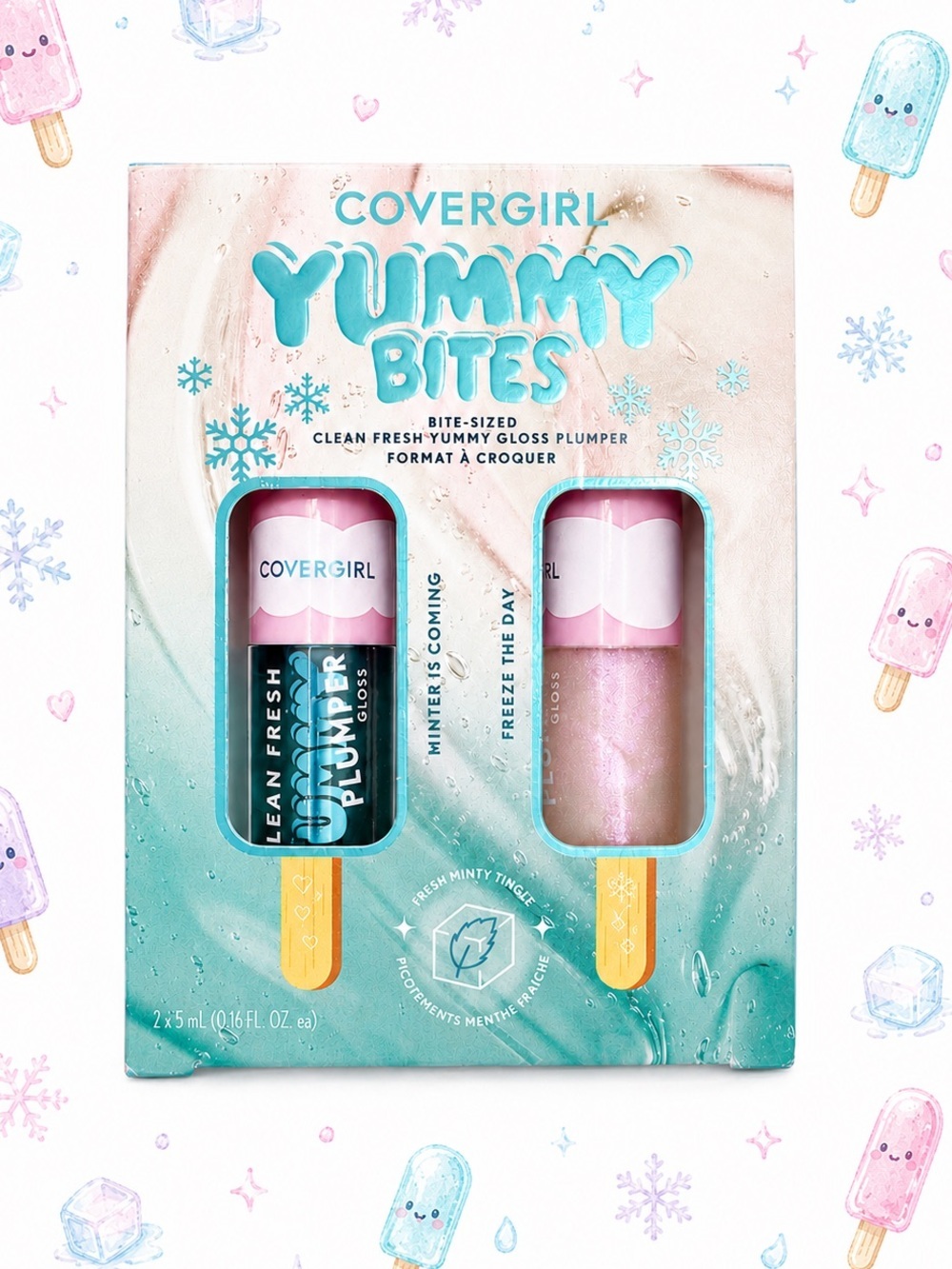💋 COVERGIRL NWT Clean Fresh Yummy Bites Plumper Gloss Duo Mini Gift Set